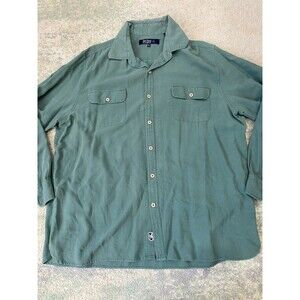 Nat Nast Shirt Mens Size XL Green Camp Casual Bowling Silk Blend Long Sleeve
